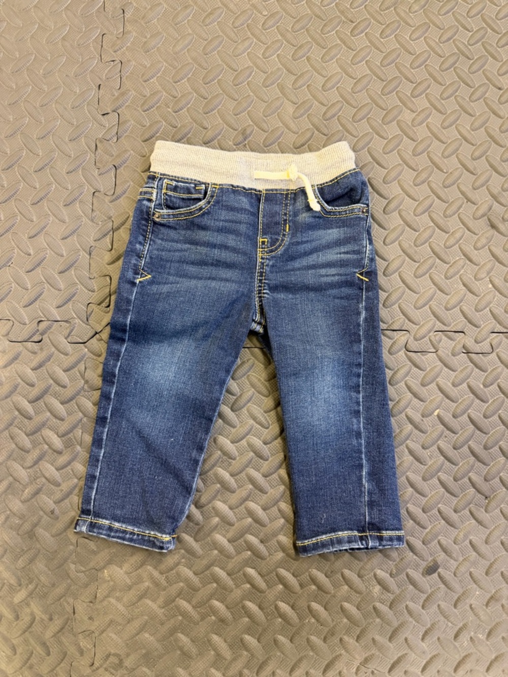 Cat & Jack Dark Blue Denim Jogger Jeans with Cream Waistband